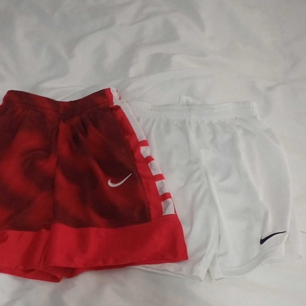 Nike Red and White Sports Shorts Duo